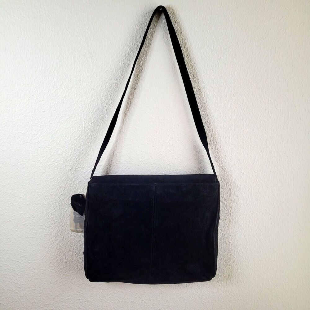Vintage Boho Suede Fringe Purse Black Ward 1970s Style NEW FLAW READ - Picture 2 of 16